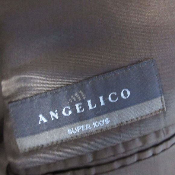 Angelico Viapiana Suit 100% Wool Men Size 48 Black Single Breasted Business 790 - Picture 4 of 15